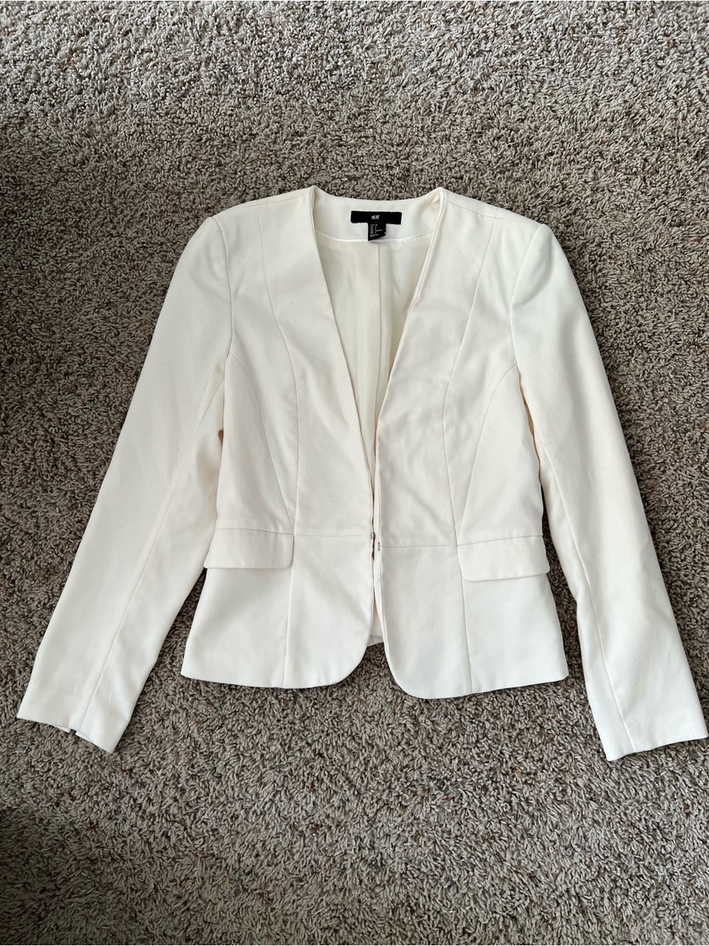 H&M Cream Open-Front Tailored Blazer